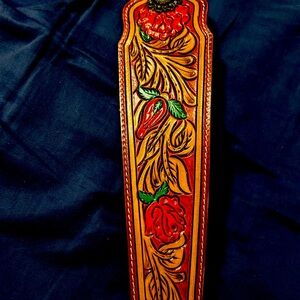 Rose embroidered short purse strap